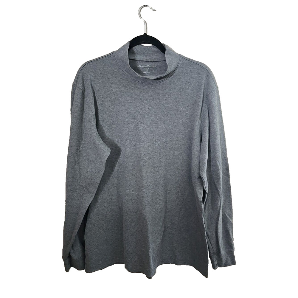 Eddie Bauer Gray Mock Neck Long Sleeve Pullover Sweatshirt Men's Size Large